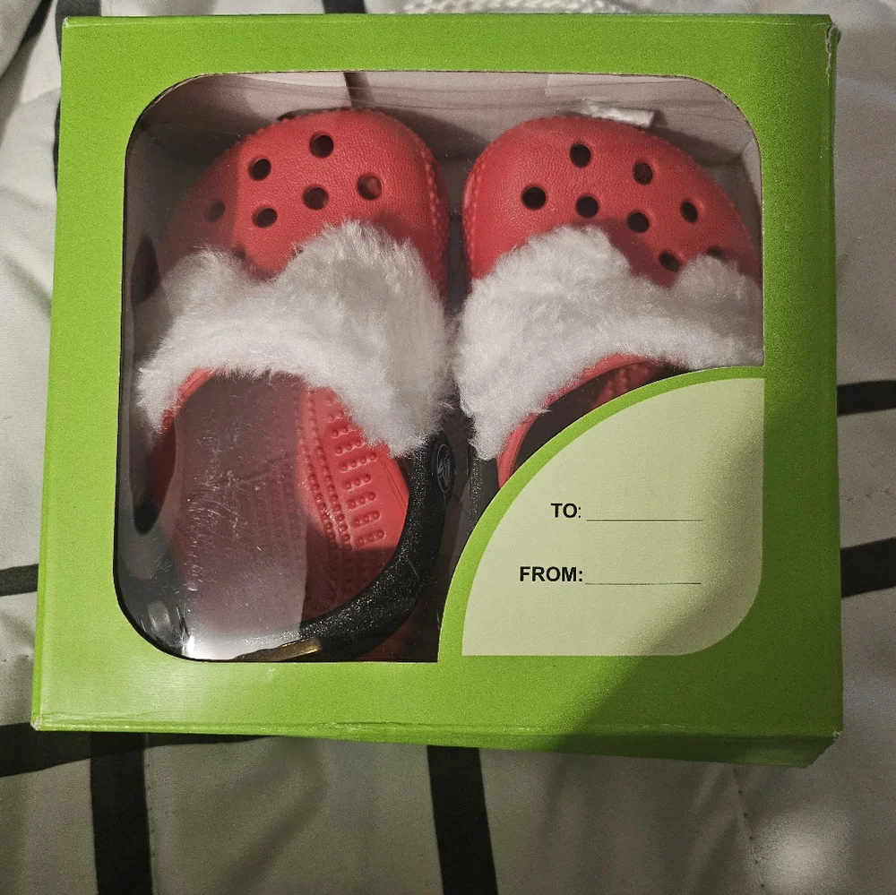 Crocs little Santa Classic Lined Clog‎ infant Child size c2/3 Red christmas croc